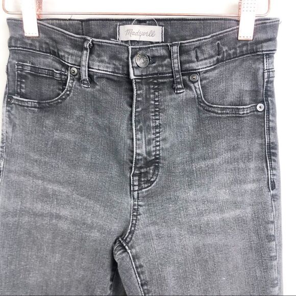 MADEWELL | 9” High Rise Skinny Jeans Black Gray Distressed Denim Women’s Size 27 - Picture 4 of 11